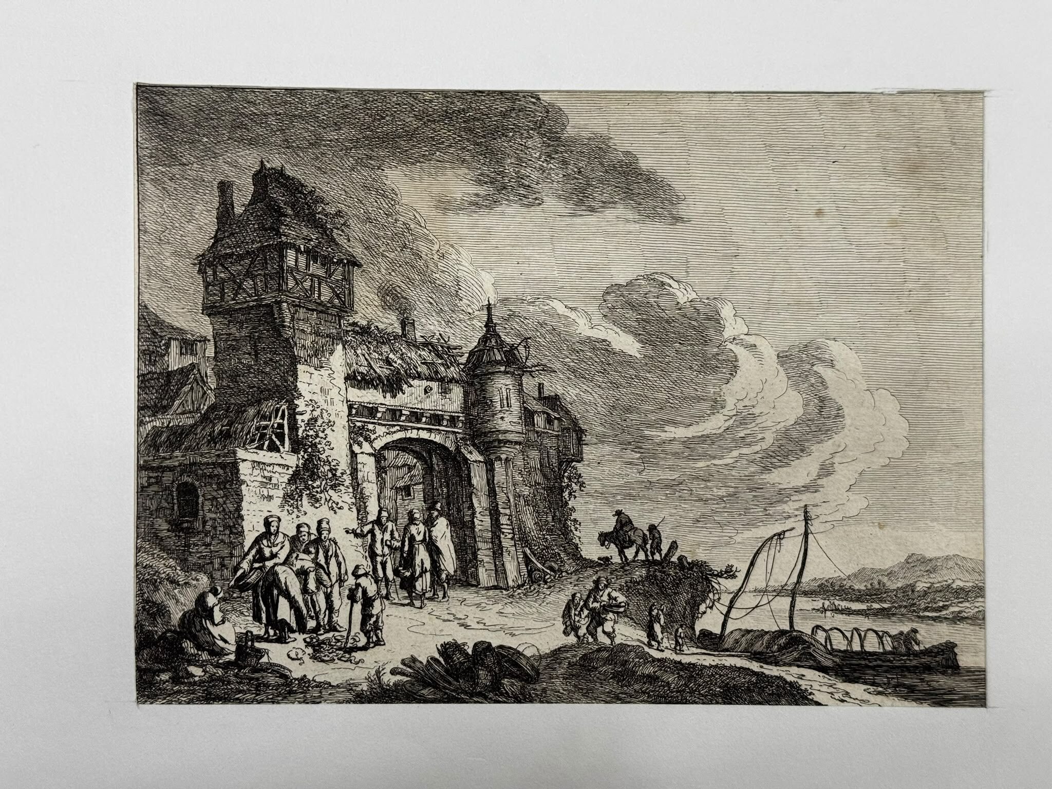 Paesaggio fluviale con fortificazione - immagine 2