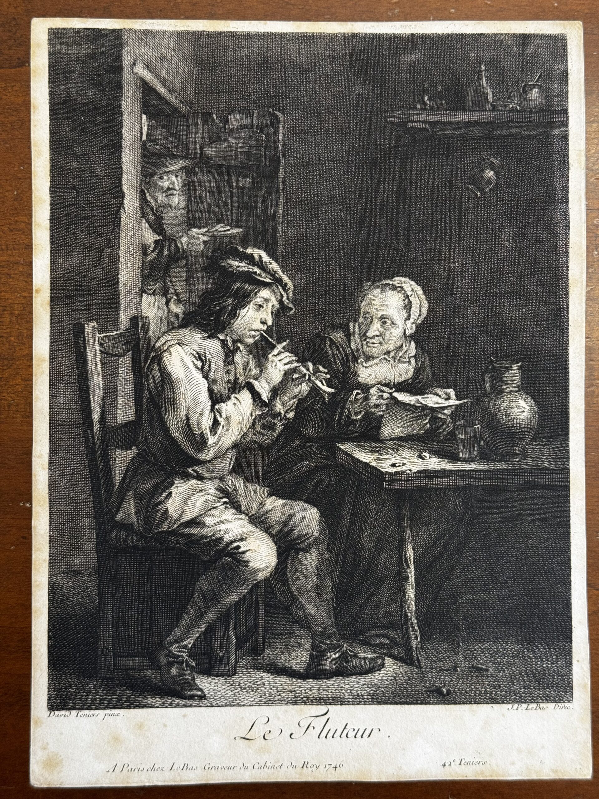 Le Bas d'après David Teniers – Incisione "Le Fluteur"