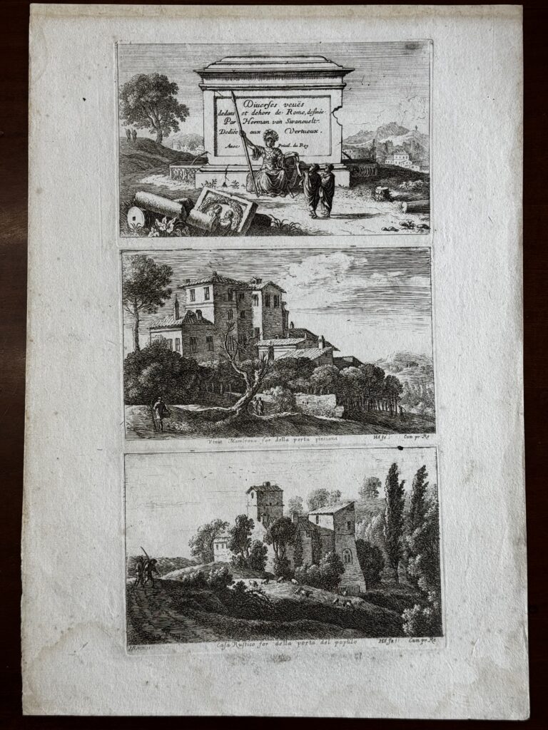 Frontespezio e vedute dei dintorni di Roma