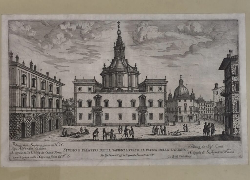 Studio e Palazzo della Sapienza verso la piazza della Dogana